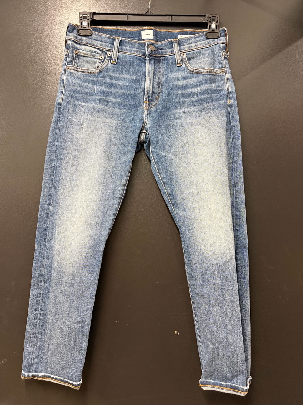 Edwin Dark Blue Washed Distressed Jeans